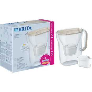 Water Filter Jug Brita Style Essential 2.4L with 2 Cartridges, Sand