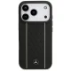 Mercedes Leather Star Pattern Stripes MagSafe vāciņš Apple iPhone 17 Pro, melns