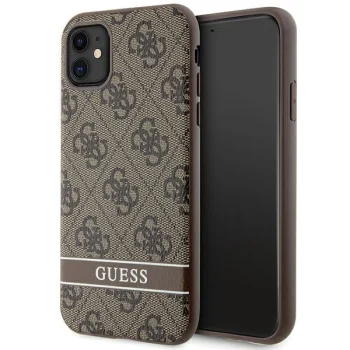 Guess iPhone 11 / XR vāciņš 4G Stripe, brūns