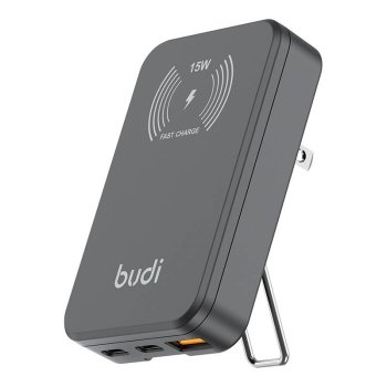 Bezvadu lādētājs 2xUSB-C/30W 1xUSB-A/18W Budi, Magsafe 15W | Wireless charger