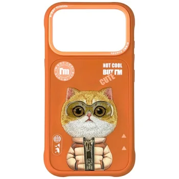 Nimmy Cool&Cute 2.0 Cat vāciņš iPhone 17 Pro Max, oranžs