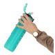 Motivational Water Bottle with Time Marker Reminder Tracker Leak-proof BPA Free, 1L, Green