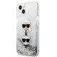 Apple iPhone 13 mini 5.4\" Karl Lagerfeld Liquid Glitter Karl&Choupette Head Case Cover (KLHCP13SKICGLS), Silver |...