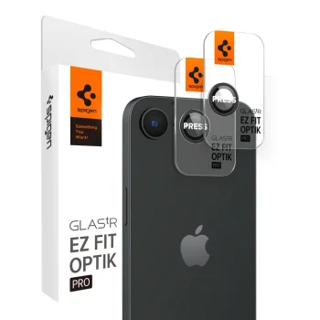 Spigen Optik Pro GLAS.TR Ez Fit kameras aizsargstikls iPhone 16e / 17e (2 gab.), melns