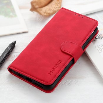 OnePlus 9R KHAZNEH Retro Style PU Leather Phone Case Shell Wallet Stand Book Cover Case, Red | Telefona Vāciņš...