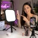 Kvadrātveida LED lampa video un grimam, 2500K-7500K, 15W, USB, melna