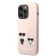 Чехол Karl Lagerfeld Silicone Karl & Choupette MagSafe для iPhone 14 Pro, светло-розовый