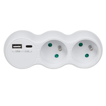 Maclean MCE339 E Sadalītājs ar 2 Ligzdām un USB A/C