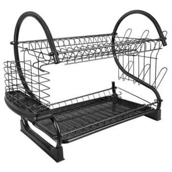 2-Tier Dish Drying Rack Zortiva 54 x 26 x 37 cm, Black