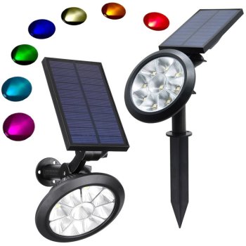 Saules dārza lampa ar RGB LED, krāsaina, ārējā, balta