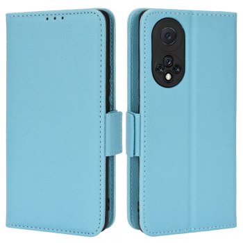 Huawei Nova 9 (NAM-AL00, NAM-LX9) Folio Flip Litchi Texture Protective Cover Book Case, Baby Blue | Telefona Vāciņš Maciņš Apvalks Grāmatiņa