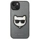 Karl Lagerfeld Saffiano Choupette Head Patch vāciņš iPhone 13/14/15 sudraba