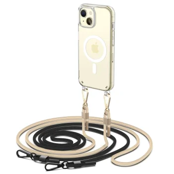Apple iPhone 15 6.1'' Tech-Protect FlexAir Chain MagSafe Cover Case, Black and Beige | Telefona Maciņš Vāciņš...