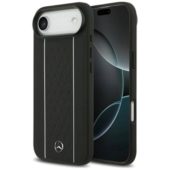 Кожаный чехол Mercedes Star Pattern Stripes MagSafe для iPhone Air Черный