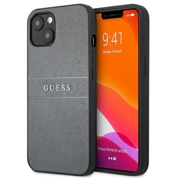 Apple iPhone 13 mini 5.4'' Guess Saffiano Strap Case Cover (GUHCP13SPSASBGR), Grey | Чехол Кейс Бампер...