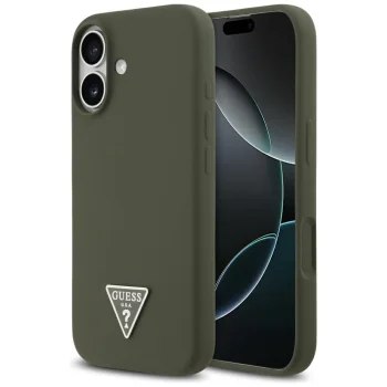 Силиконовый MagSafe чехол Guess с треугольным логотипом для iPhone 17 –...