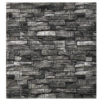 3D wall panels peel and stick foam brick wallpaper for interior wall decor, grey
