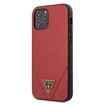 Guess iPhone 12 Pro Max vāciņš Saffiano Triangle Logo, sarkans