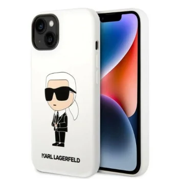 Karl Lagerfeld vāciņš iPhone 14 Plus Silicone Ikonik Balts