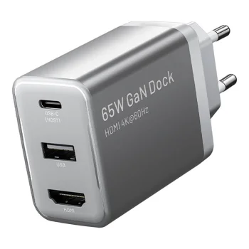 Сетевое зарядное устройство GaN Vention FJAH0-EU 65W HDMI 4K Серый