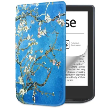 Tech-Protect SmartCase futrālis PocketBook Verse / Pro - zils ar sakuras ziediem | case for blue with sakura flowers