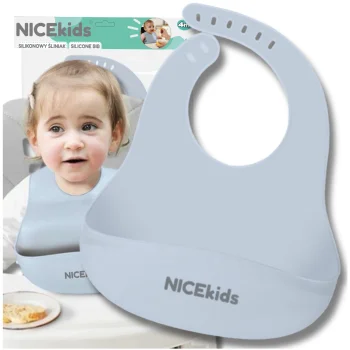 Силиконовый нагрудник Bakalu NICEkids с карманом, синий
