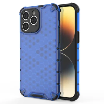 Чехол Honeycomb для iPhone 14 Pro Max бронированный гибридный, синий