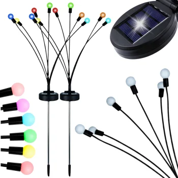 Solar Garden Light Balls RGB, 2 Pcs (6 LEDs Each), 70 cm