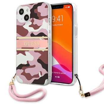 Apple iPhone 13 mini 5.4'' Guess Camo Strap Collection Case Cover (GUHCP13SKCABPI), Pink | Чехол Кейс...