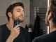 Компактная беспроводная электробритва с USB-C и LED дисплеем, синяя