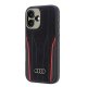 Чехол Audi Genuine Leather MagSafe для iPhone 16, черно-красный