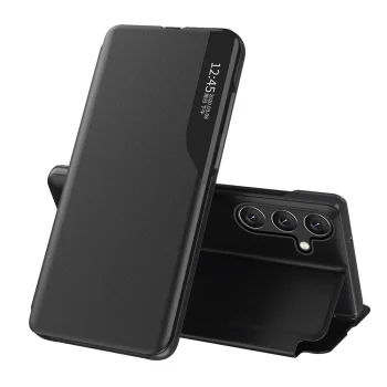 Hurtel Samsung Galaxy S24 FE Eco Leather View Case with Stand, Black