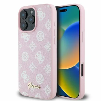 Guess iPhone 16 Pro Max vāciņš Peony Script MagSafe, rozā