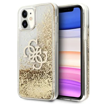 Чехол Guess 4G Big Liquid Glitter для iPhone 11 / XR золотой