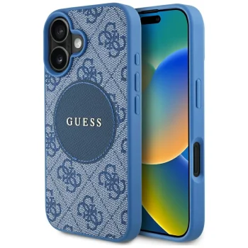 Чехол Guess 4G Circle Classic Logo MagSafe для iPhone 16 синий