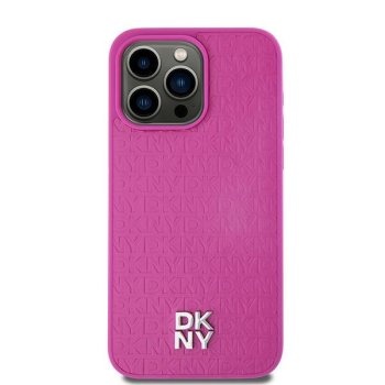 Чехол DKNY Leather Pattern Metal Logo MagSafe для iPhone 15 / 14 / 13, Розовый