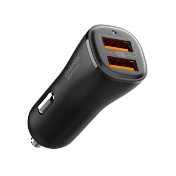 Автомобильное зарядное устройство Spigen Essential EV302 2-Port 30W, черное
