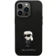 Karl Lagerfeld Silicone Ikonik Metal Pin Case for iPhone 13 Pro Max, Black