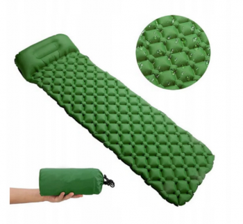 Inflatable Mattress Tourist Mat with Pillow, Green