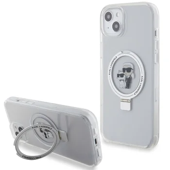 Karl Lagerfeld vāciņš iPhone 15 Plus / 14 Plus 6.7" Ring Stand MagSafe balts