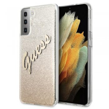 Samsung Galaxy S21 (SM-G990F) Guess GUHCS21SPCUGLSGO Gold Hard Case Cover Glitter Vintage Logo | Telefona Maciņš Vāciņš Apvalks