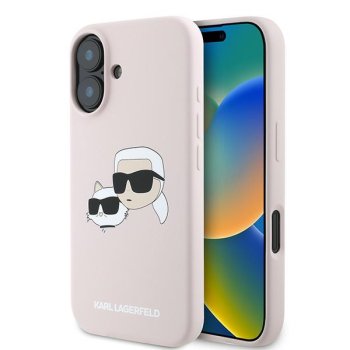 Karl Lagerfeld Silicone Karl & Choupette Head MagSafe vāciņš iPhone 16 Plus, rozā