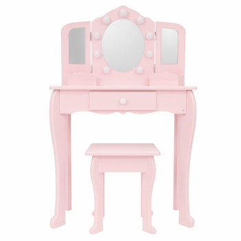 Bērnu tualetes galdiņš ar LED spoguli un aksesuāriem, rozā