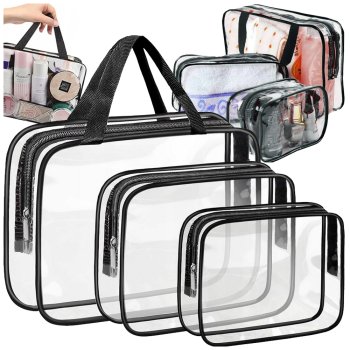Clear Toiletry Bag Set 3-in-1 Travel Organizer for Flights