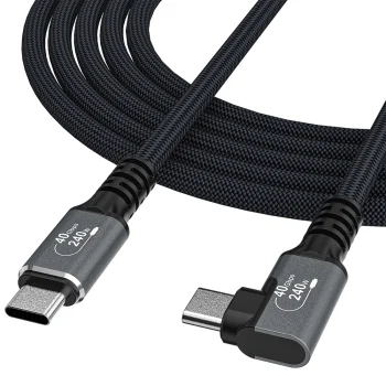 Wozinsky WPS3-UY41S leņķa USB-C USB4 kabelis 240W 40Gb/s 1m, melns