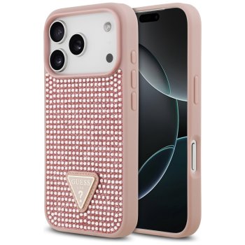 Guess Rhinestone Triangle Logo iPhone 17 Pro vāciņš - rozā | Case Pink