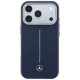 Mercedes Leather Semi Wrap Iconic Line MagSafe vāciņš iPhone 17 Pro, Navy Blue