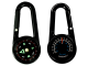 2-in-1 Carabiner Compass and Thermometer Keychain, Black