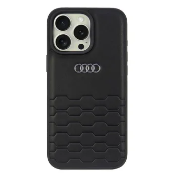 Audi iPhone 16 Pro Max vāciņš Synthetic Leather, melns
