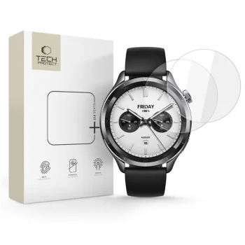 Защитное стекло Tech-Protect Glass Fit+ для Xiaomi Watch S4, 2 шт., прозрачное